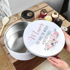 Custom Christmas White Metal Cookie Cake Round Tin Box Container