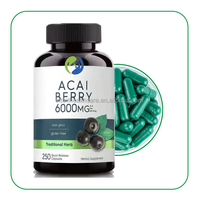 Cápsulas de Extracto de Bayas de Acai Ausreson, Suplemento Alimenticio, Quemador de Grasa, Vegano, 1000 mg, Cápsulas Adelgazantes de Bayas de Acai a Granel