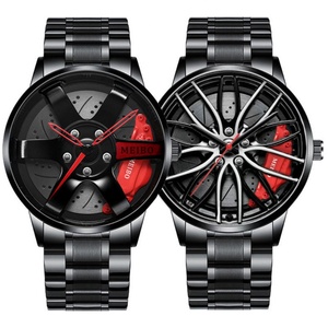 Reloj deportivo para hombre con esfera de pinza de freno y brazalete de metal negro - Product Image 4