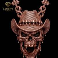 Collar de Plata de Ley 925 con Colgante de Calavera de Moissanita Personalizado, Estilo Hip Hop, para Hombre, Regalo para Fiestas