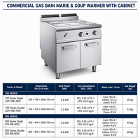 Bain-marie commercial chauffé au gaz en acier inoxydable, armoire chauffante pour aliments, table à vapeur pour buffet, restaurant, restauration