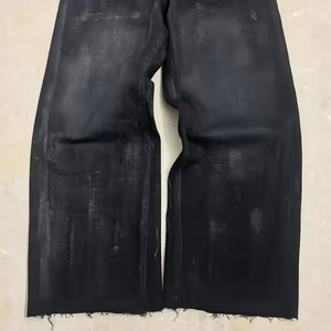 <span class=keywords><strong>Pantaloni</strong></span> in Denim a gamba larga con blocco di colore cotone Jean Jeans Jeans Vintage Vintage nero lavato con <span class=keywords><strong>fondo</strong></span> di emergenza Jeans larghi <span class=keywords><strong>da</strong></span> <span class=keywords><strong>uomo</strong></span> - Product Image 4