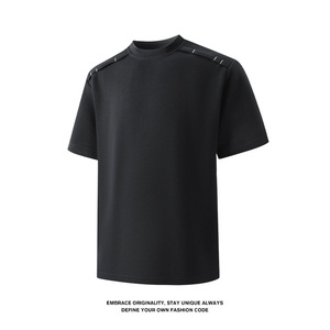 2026 New Men's Casual T-<b>Shirt</b>, American Style Stitch <b>Patchwork</b> Design, Loose Fit Crew Neck Short Sleeve Streetwear Tee - Product Image 3