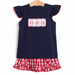 Ropa informal de verano para niñas, conjunto deportivo con estampado de leopardo, Top de manga corta con lazo azul y pantalones cortos de elastano/algodón - Product Image 6