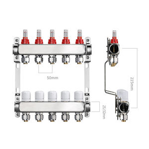 Alahot OEM ODMデュアルシステム床暖房マニホールド304ステンレス鋼視覚流量計付きHVACマニホールド - Product Image 3