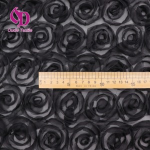 100% elegante <span class=keywords><strong>Tulle</strong></span> in poliestere 3D nastro rose tessuto <span class=keywords><strong>ricamato</strong></span> per le donne ragazze borse per la festa di nozze tessuti per la casa - Product Image 4
