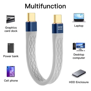 Cable Corto USB Tipo <span class=keywords><strong>C</strong></span> a Tipo <span class=keywords><strong>C</strong></span> de 240W para Carga Rápida, Transferencia de Datos de 40Gbps, Cable de Extensión Plano y Delgado FPC de 8K - Product Image 3