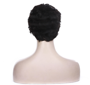 ราคาถูก1B # <span class=keywords><strong>สี</strong></span>มหาสมุทรคลื่นเนื้อมนุษย์ผม L ส่<span class=keywords><strong>ว</strong></span>นวิกผมสั้นสำหรับผู้หญิงสีดำ - Product Image 2