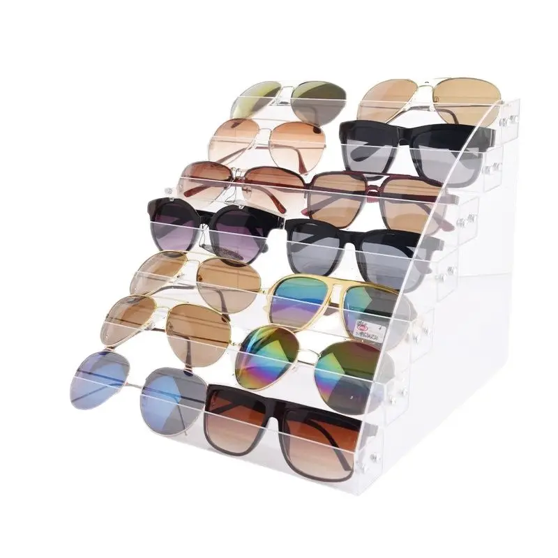 Présentoir de lunettes de soleil en acrylique moderne de luxe, support de rangement multicouche pour lunettes