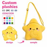 Sac à dos en peluche étoile personnalisé, vente en gros, sac à bandoulière doux et rembourré, sac à dos Kawaii pour enfants, OEM ODM pour cadeau d'enfant EN71 CE CPC ASTM