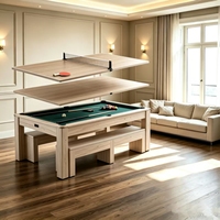 Table de billard convertible multifonction 3 en 1 avec plateau de salle à manger et plateau de tennis de table pour salle à manger