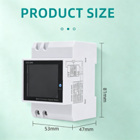 Meter Energi Multifungsi Satu Fasa DIN Rail dengan LCD Warna, Voltmeter AC, Amperemeter, Faktor Daya, dan Pengukur kWh untuk Sistem Tenaga Surya
