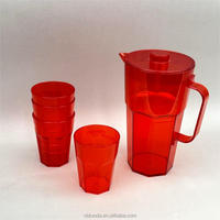 Vente en gros d'usine, pichet en plastique PS coloré sans BPA de 1800 ml avec 4 tasses gigognes pour l'eau, le thé, les jus, le lait, les boissons