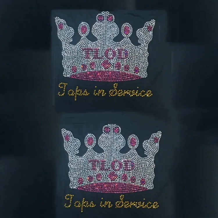 Fabriek Custom Strass Kristal Bling Top Dames Van Onderscheiding Tlod Kroon Ontwerpen Ijzer Op Warmteoverdracht Voor T-Shirts