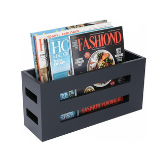 Black Rectangle <b>File</b> <b>Storage</b> <b>Box</b> For Office Desktop Letter And Bill Organizer No Lid Standing Type Solid Color - Product Image 5