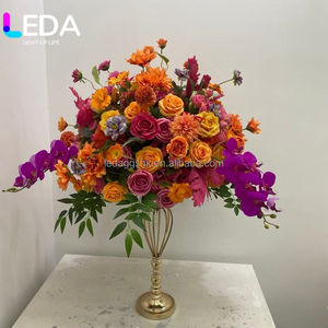 LEDA 2024 Fleur artificielle la plus vendue pour la décoration de mariage, boule de fleurs de couleur orange - Product Image 6