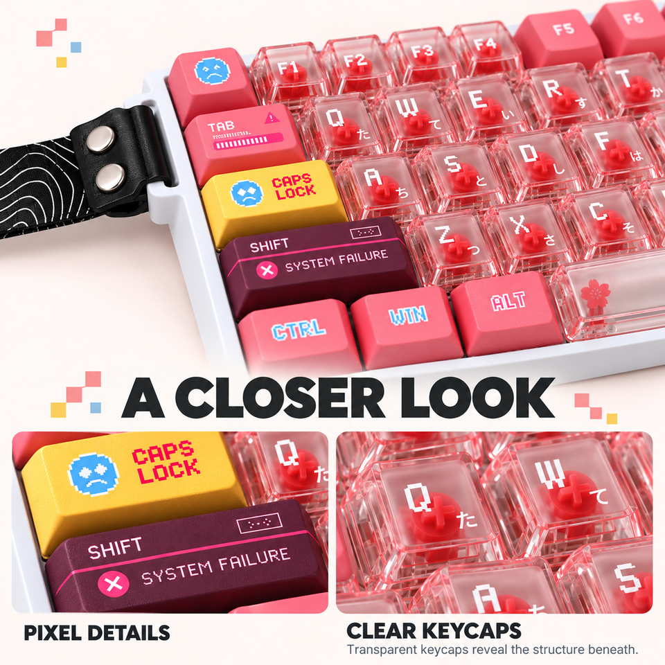 Numbers Keyboard Ui IK68 Pink Hot-Swappable Mechanical Keyboard With Transparent PC Keycaps ...