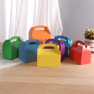 Party Decorations Baby Shower Kids' Party Supplies Candy Treat Gift Boxes with Handles Paper Gable Boxes
