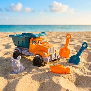 Ensemble de jouets de plage d'été pour enfants avec camion benne, moules à sable et pelles, jeux de sable en plastique pour enfants et tout-petits, cadeau - Product Image 4