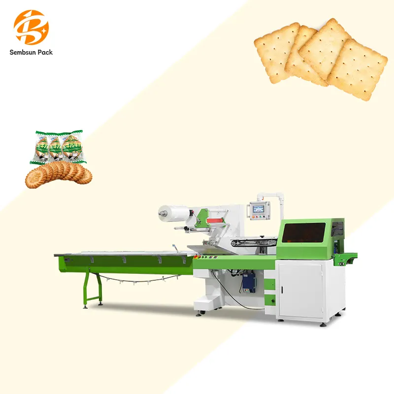 Automatic horizontal Flow Pillow Embalagem Small Wafer biscuit waffle Cookies wafer biscuit máquina de embalagem