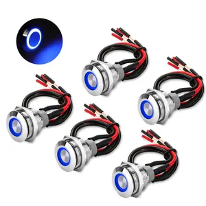 19mm 12V Waterproof Metal Momentary Switch with Wiring Harness and Led Indicator Marine Latching Push Button Switch