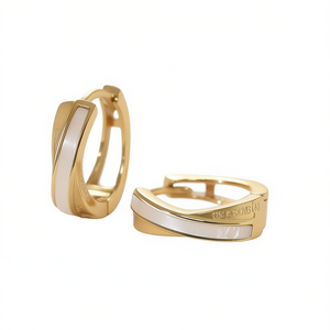 Pendientes de Aro Chapados en Oro Sobin del Reino Unido con Incrustaciones de Concha, Diseño Minimalista para Mujer, Uso Diario, Estilo Geométrico - Product Image 1