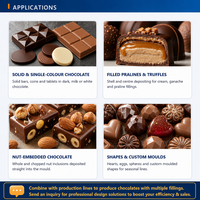 Déposeuse de chocolat semi-automatique pour la production d'échantillons, idéale pour les petites chocolateries, pralines, truffes et bonbons fourrés CE