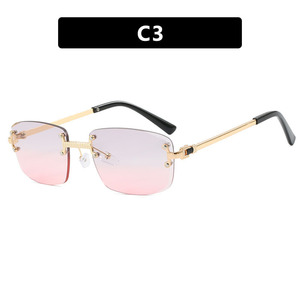 High Quality Fashion for Over Size <b>Square</b> Rimless Women's <b>Sunglasses</b> Trendy Metal Frame % UV Protection Shades - Product Image 4