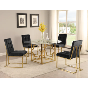 <strong>Velvet</strong> <strong>Navy</strong> Blue Upholstery <strong>Dining</strong> <strong>Chair</strong> in Stainless Steel Gold Base for Restaurant <strong>Chair</strong> - Product Image 6