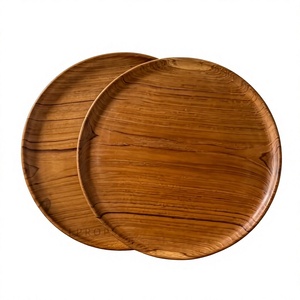 Plato de Madera Hecho a Mano, Plato de Madera Natural para Servir en la Mesa, para Comida, Bocadillos, Frutas, Desayuno, Restaurante, Hotel y Hogar - Product Image 1