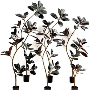 Lebensechte künstliche Innendekoration Topf Diamant Ficus Landschaft Kunststoff Faux Bonsai Bäume