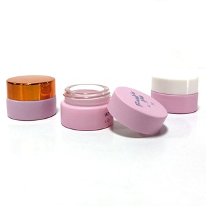 Mini Eye Gel Packaging 5g Custom Light Blue Frosted Glass Pot Cream Cosmetic Jar with Custom Plastic Lids for Skin Care & Lotion - Product Image 3