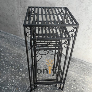 Oniya Lot de 3 supports de jardinière modernes en métal carré blanc noir supports de plantes pour salon intérieur bureau - Product Image 4