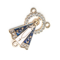 Connecteur central en émail coloré KOMI avec strass et cristal, représentant la Vierge Marie de Guadalupe, pour la fabrication de bijoux de chapelet religieux