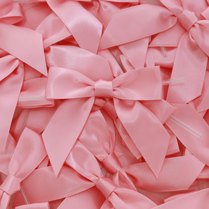Fabrication <span class=keywords><strong>en</strong></span> usine de 7 nœuds pré-faits <span class=keywords><strong>en</strong></span> <span class=keywords><strong>ruban</strong></span> de polyester satiné rose de 2,5 mm, style boutique, avec attaches torsadées, pour cadeau de la Saint-Valentin - Product Image 4