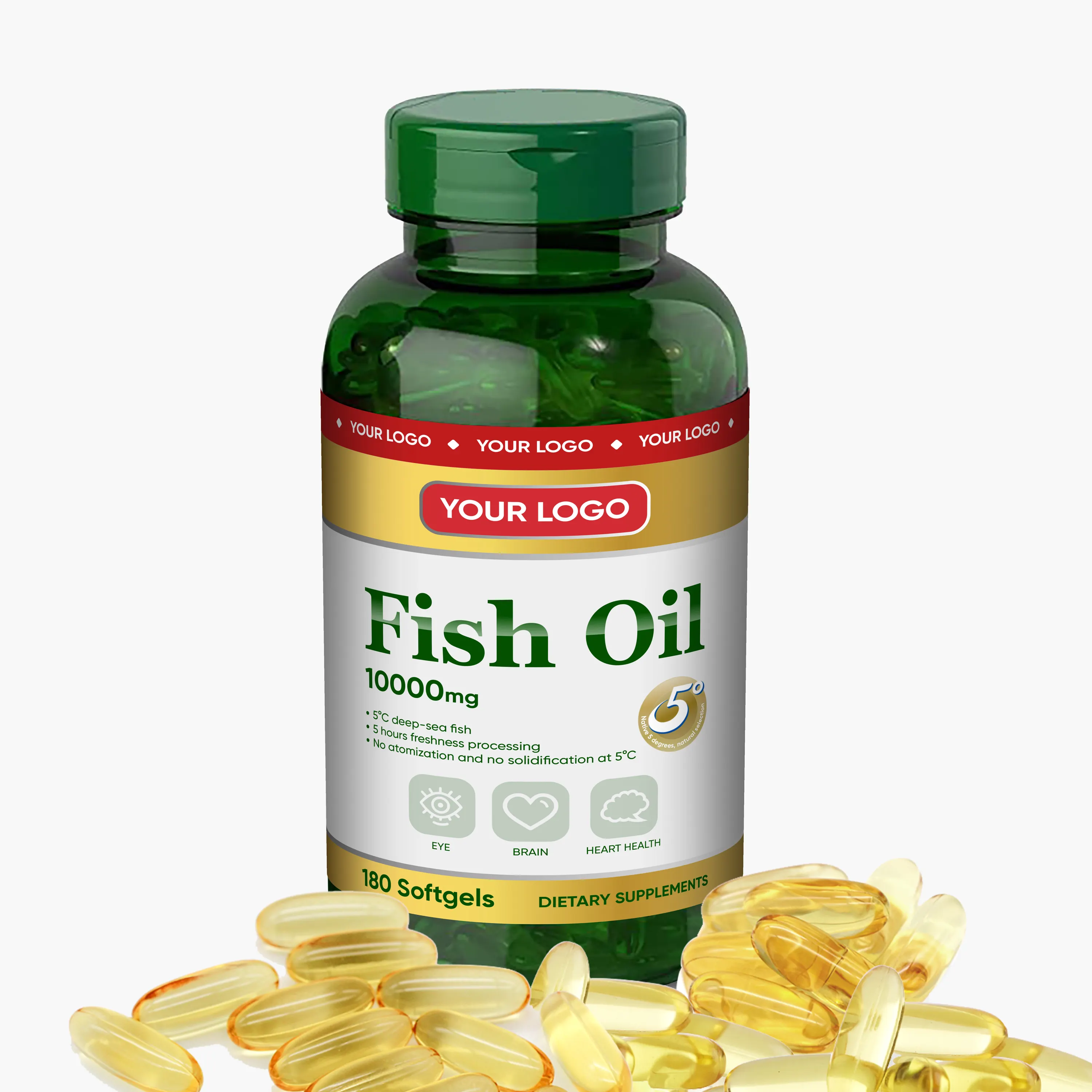Venta caliente aceite de pescado Omega 3 Cápsula de gel blando de aceite de pescado Suplementos Aceite de pescado 1000mg Dha 12 Epa 18 Cápsulas blandas