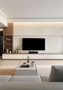 Mueble de <span class=keywords><strong>TV</strong></span> Moderno de Pared con Diseño <span class=keywords><strong>Simple</strong></span> en Madera Veteada, con Iluminación LED y Cajón, para Sala de Estar - Product Image 4
