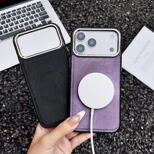 Funda de Cuero Plateada de Alta Calidad con Anillo Magnético para iPhone 17 Pro Max 16 15 14 13 12 11 Xsmax - Product Image 3