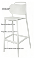 Chaise de bar moderne de luxe en plastique PP, écologique, durable, légère, idéale pour les restaurants, les bars à domicile, les bureaux et les salles à manger