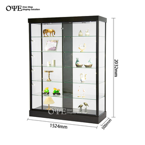 Giá rẻ Glass Showcase Hiển thị nội các hiển thị trường hợp cho cửa hàng có thể khóa LED ánh sáng khói cửa hàng Showcase - Product Image 4