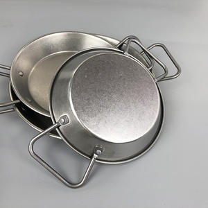 Teglie piatte in acciaio inox 304 retrò con 2 orecchie vassoi per patatine fritte cucina piatto per salsa Snack anfora Barbecue - Product Image 2
