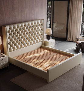 Lit King Size à cadre durable et confortable de style moderne Mobilier de chambre à coucher d'appartement d'hôtel - Product Image 2