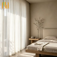 Cortina de Lujo Ignífuga, Tejida, Transparente, con Pliegues, Aspecto de Lino, para Todas las Estaciones, para Ventanas Francesas, Personalizable, para Hoteles Boutique