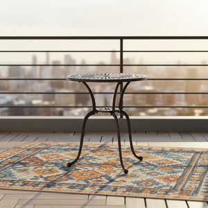 Tavolo Bistrot Moderno Rotondo in Alluminio Pressofuso <span class=keywords><strong>da</strong></span> 24 Pollici con Foro per Ombrellone <span class=keywords><strong>da</strong></span> 2 Pollici per Uso Esterno - Product Image 4