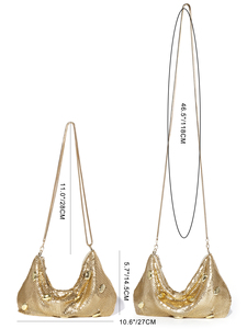 Bolso de Noche de Lujo Bell de Poliéster con Forma de Media Luna, con Cremallera, para Mujer, para Bodas y Fiestas, con Cadenas, Diseño de Marca Famosa - Product Image 2