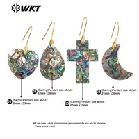 WT-MPE159 Boucles d'oreilles en coquille d'ormeau naturel de style romantique Offres Spéciales en plaqué or croix coeur goutte d'eau forme de lune cadeau pour femme