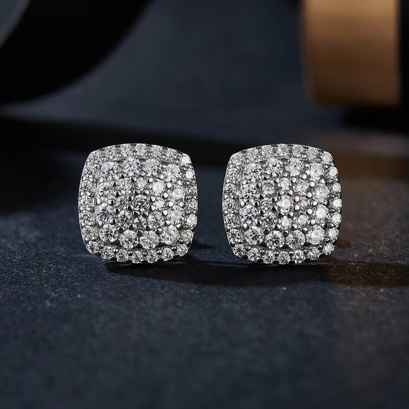 Luxury Moissanite GEM Earrings Women Rhodium
