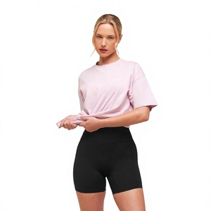 Women's Oversized Crew Neck T-<b>Shirt</b> Solid Color Loose Fit Short Sleeve 100% Cotton Jersey Breathable All Seasons Wear - Product Image 2