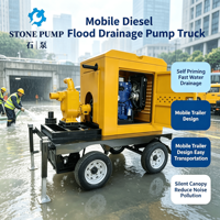 Pompe de drainage mobile diesel à forte aspiration, à quatre roues, en fer, haute pression, anti-colmatage, personnalisable, 6, 8 et 10 pouces