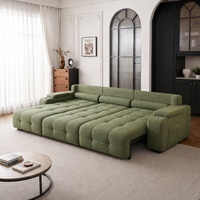 Canapé électrique moderne trois places avec fonction pivotante, télécommande, revêtement en tissu, mouvement coulissant, pour salon